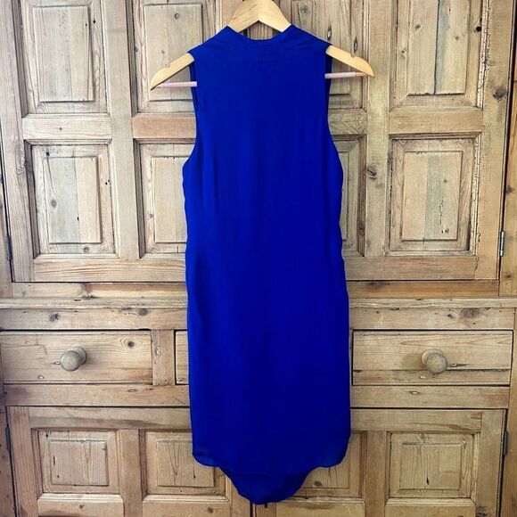 Liquid New York‎ 2 Royal Blue Slip Dress Gathered Silk - Picture 8 of 10